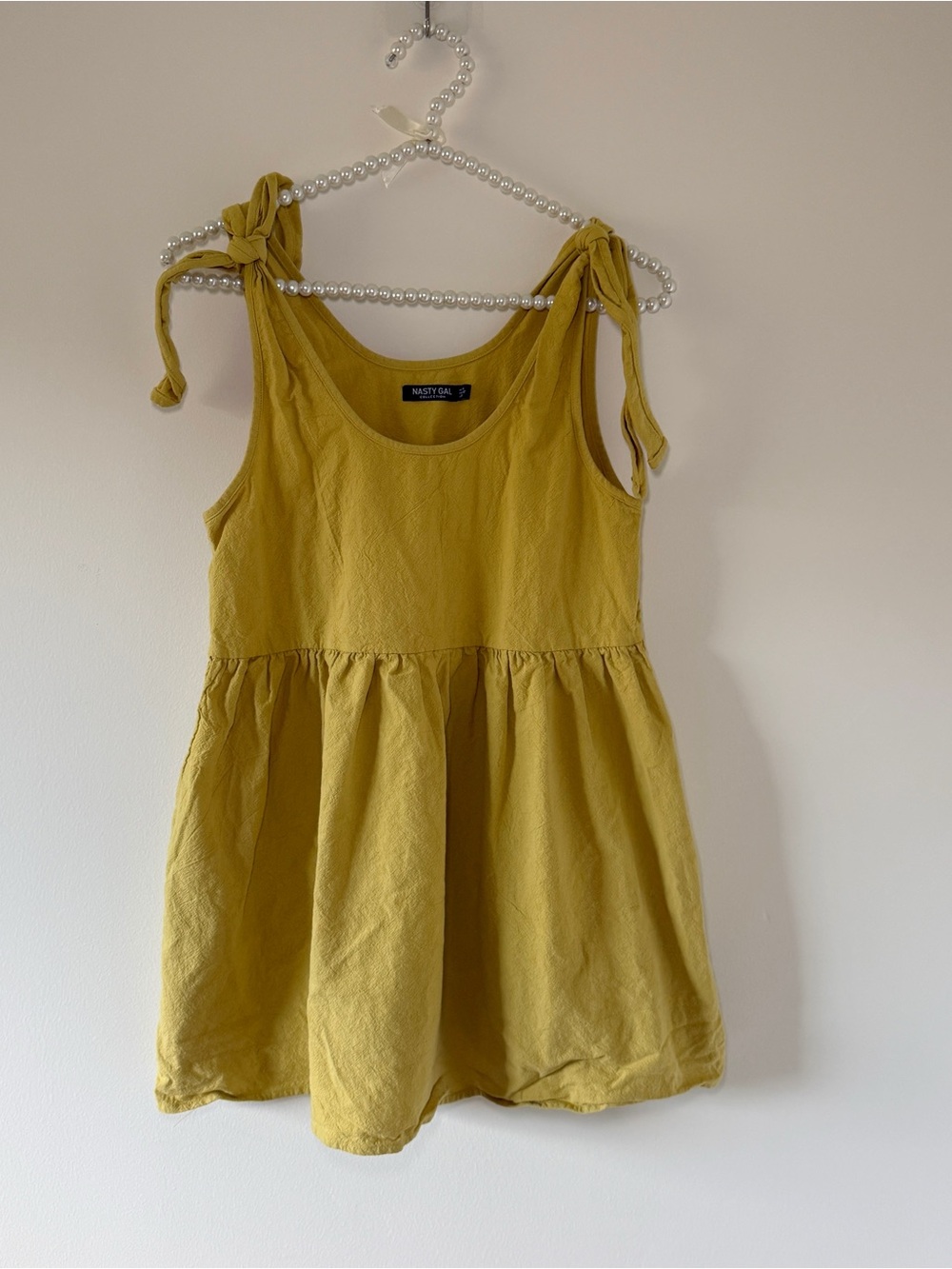Nasty Gal Mustard Tie Strap Babydoll Mini Dress Sz 0/XS